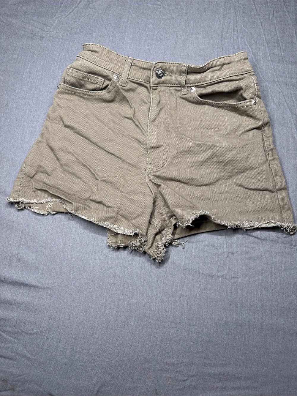H&M divided Olive-Tone Frayed Hem Women's Jean Shorts